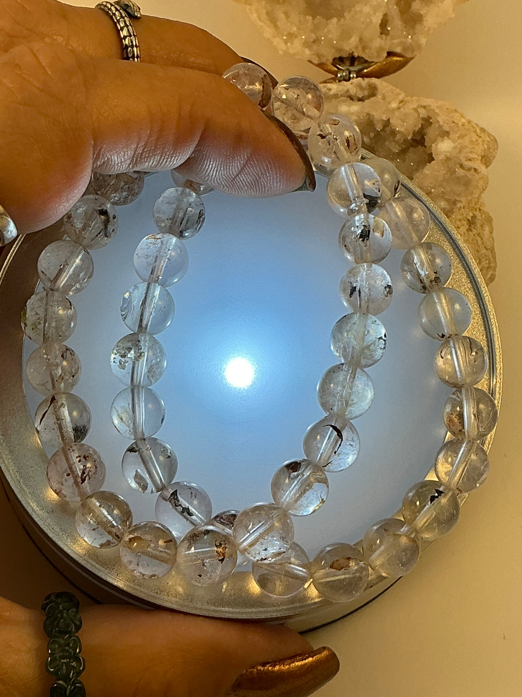 Herkimer Diamond Bracelet/ Petroleum Quartz