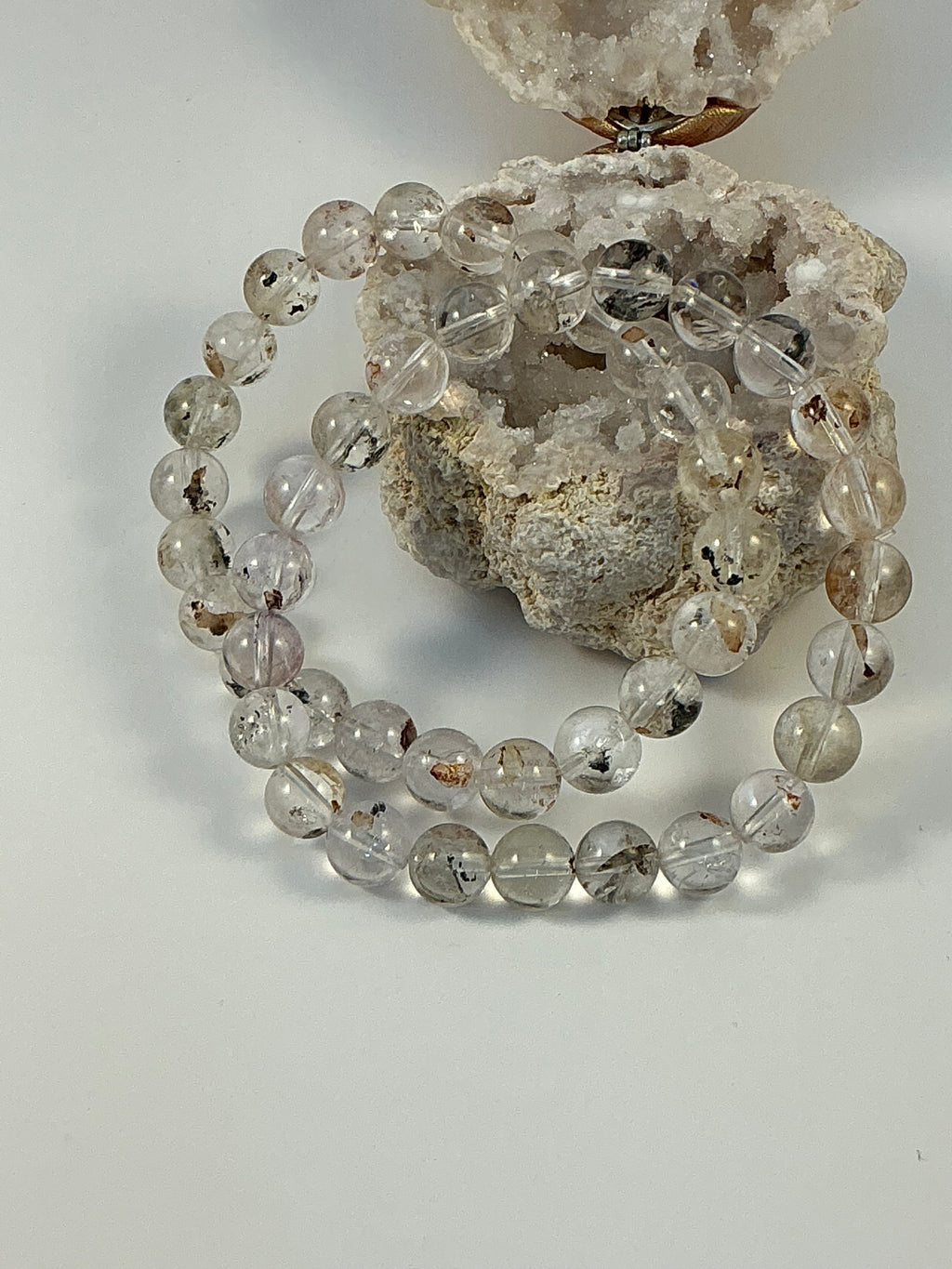 Herkimer Diamond Bracelet/ Petroleum Quartz