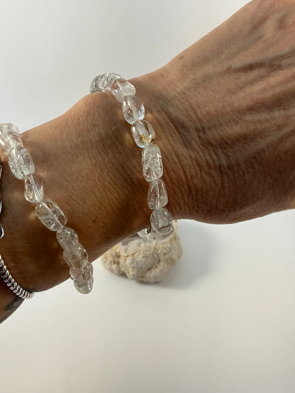 Herkimer Diamond Oval Shape Bracelet/ Petroleum Quartz Bracelet