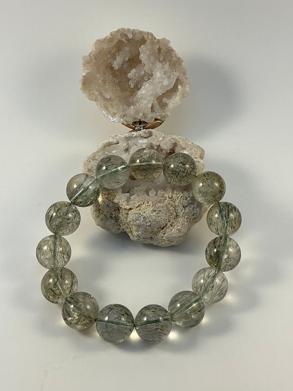 Green Quartz with Black Rutile Bracelet