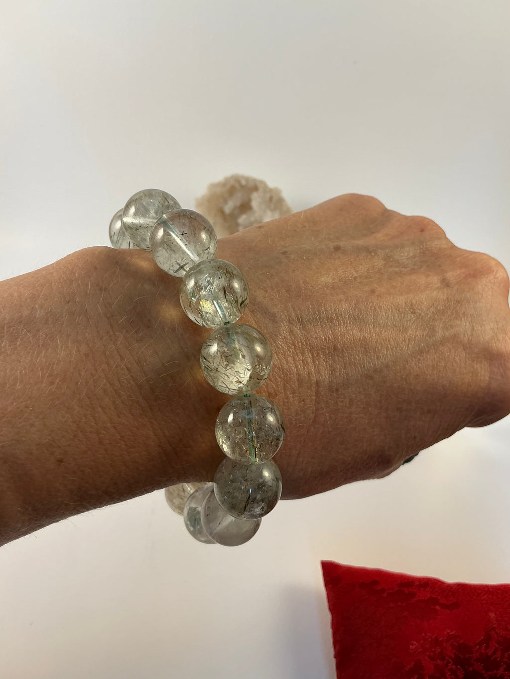 Green Quartz with Black Rutile Bracelet