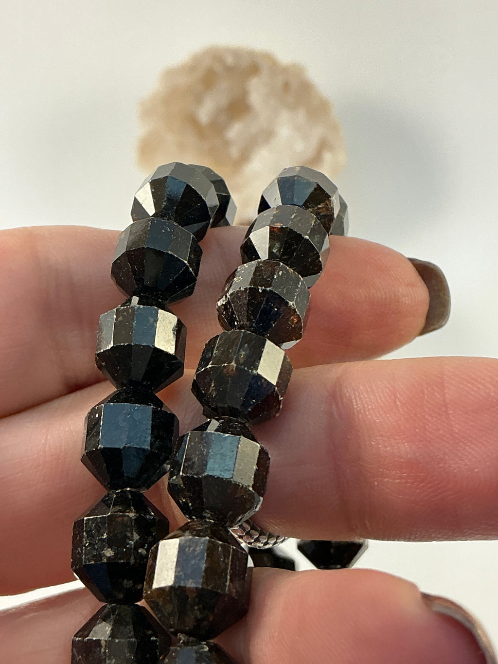 Black Mica Bracelet/ Black Mica Diamond Shape Gemstone Jewelry