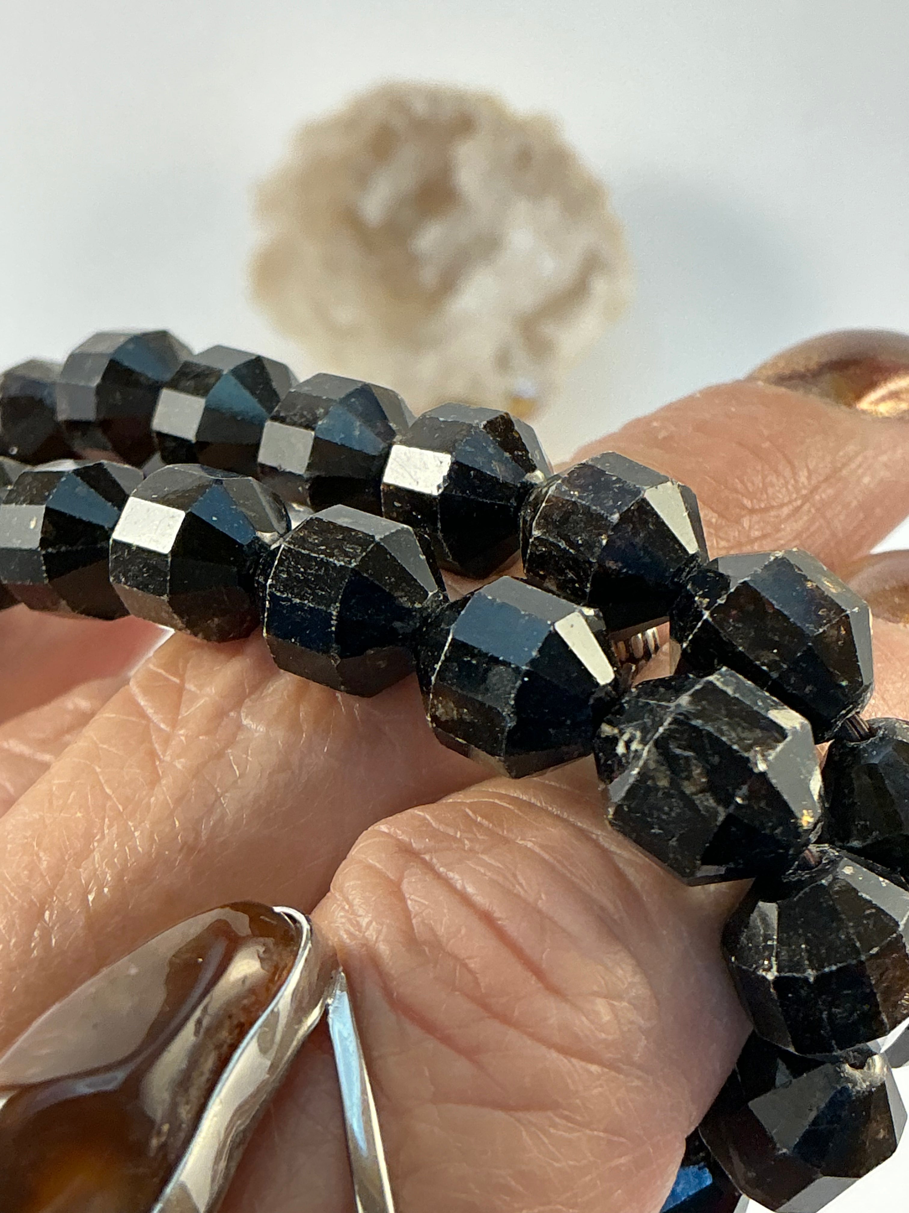 Black Mica Bracelet/ Black Mica Diamond Shape Gemstone Jewelry