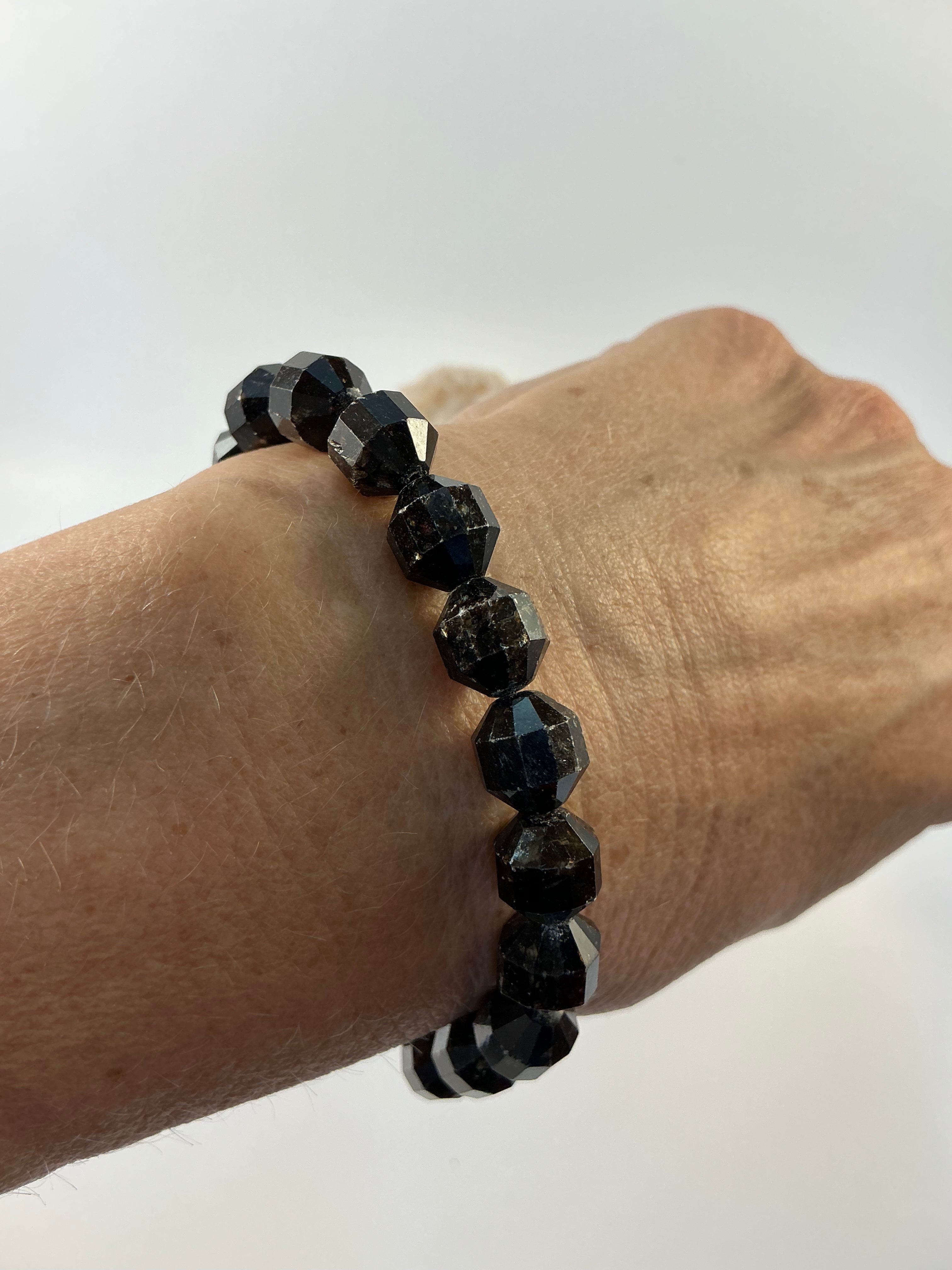 Black Mica Bracelet/ Black Mica Diamond Shape Gemstone Jewelry