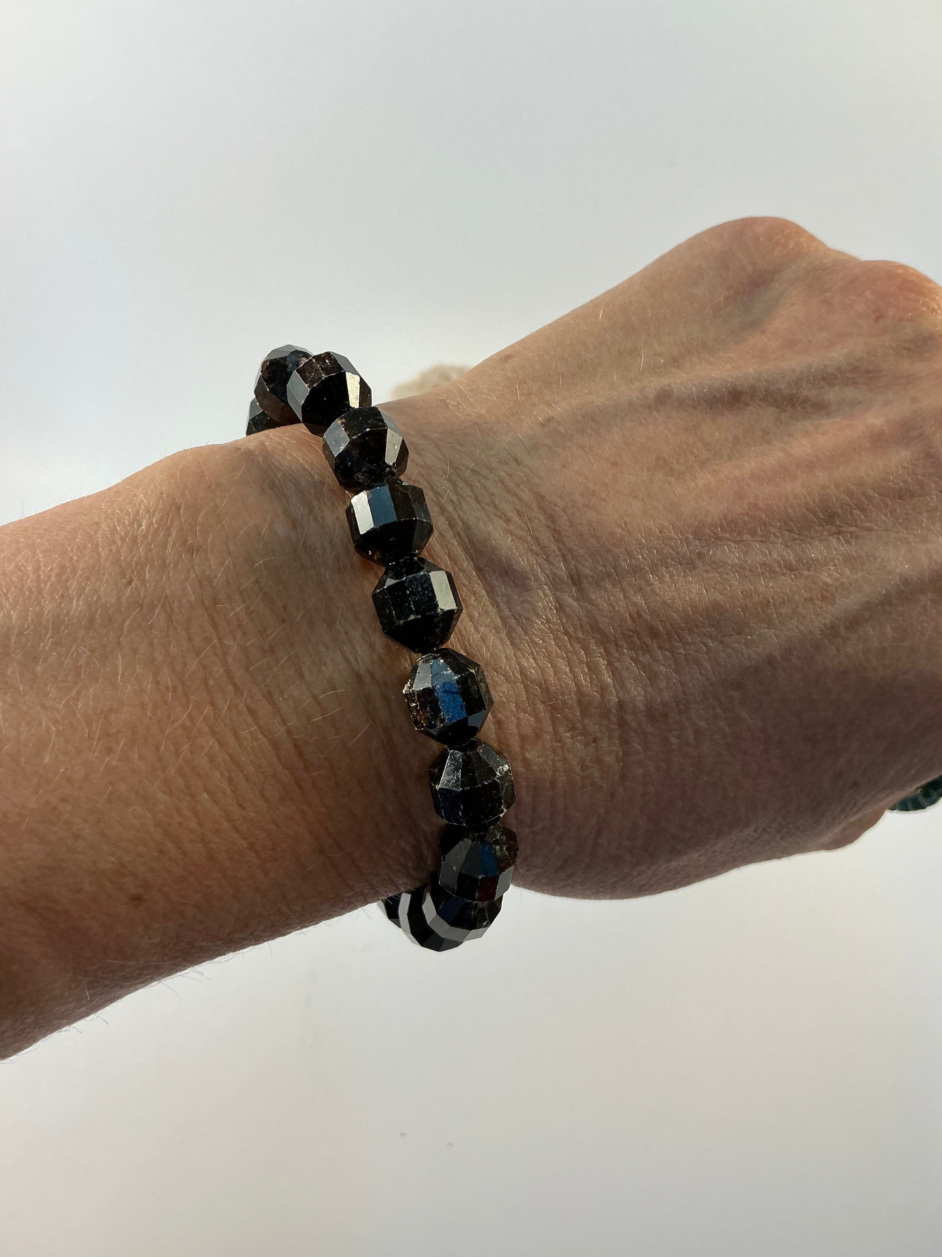 Black Mica Bracelet/ Black Mica Diamond Shape Gemstone Jewelry