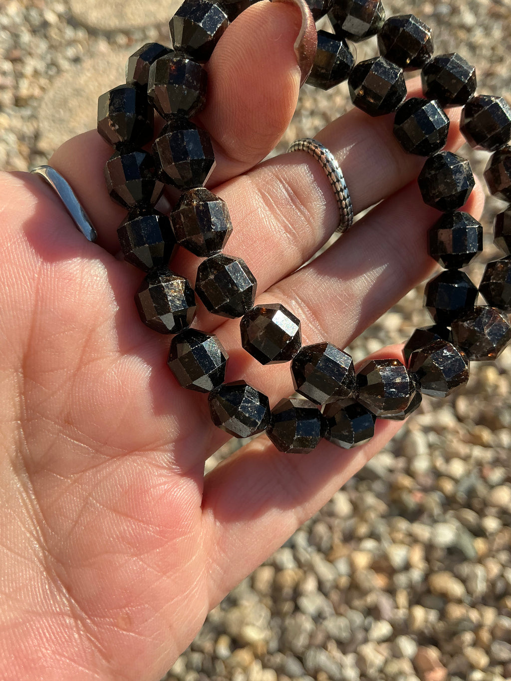 Black Mica Bracelet/ Black Mica Diamond Shape Gemstone Jewelry