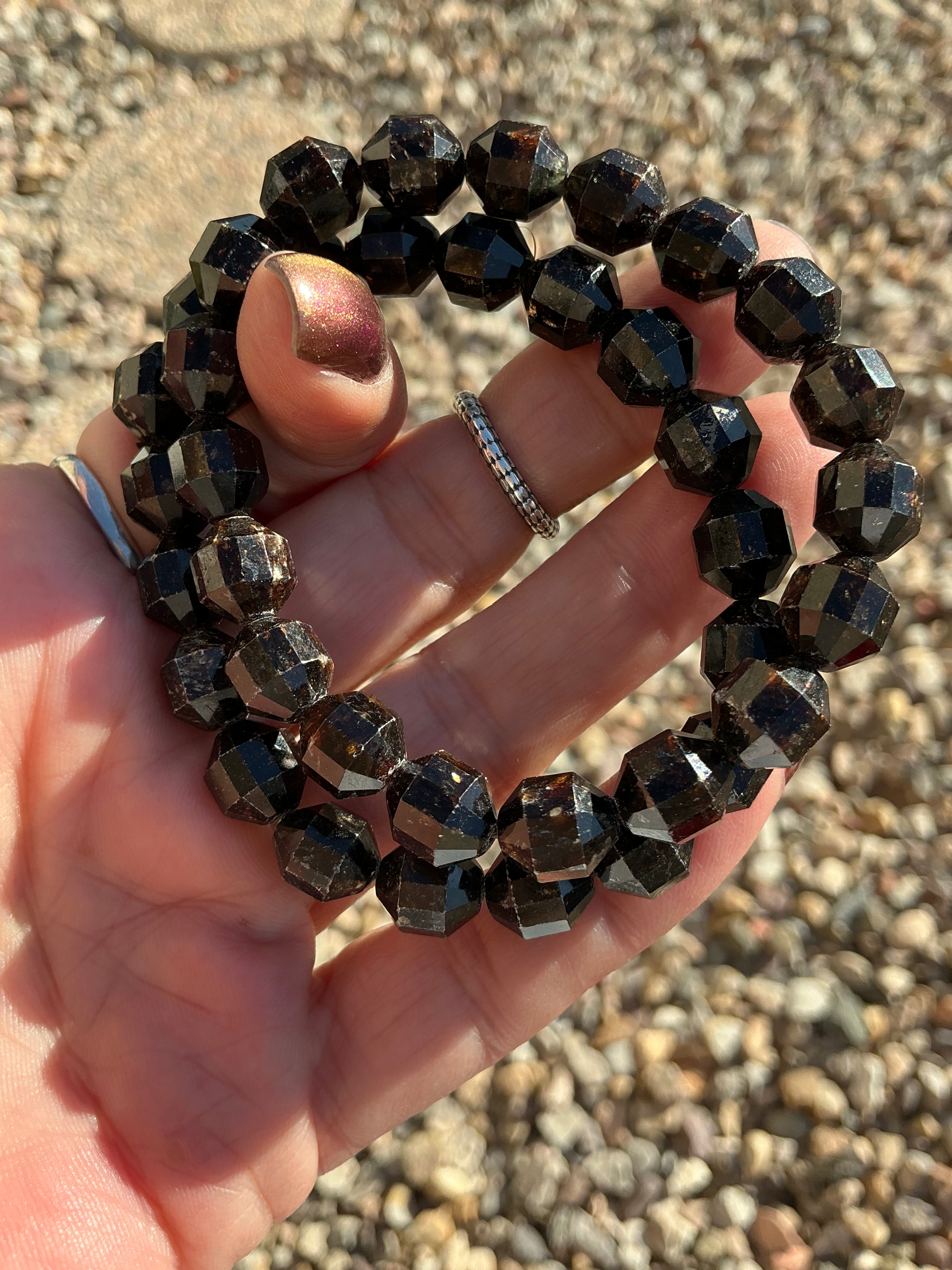 Black Mica Bracelet/ Black Mica Diamond Shape Gemstone Jewelry