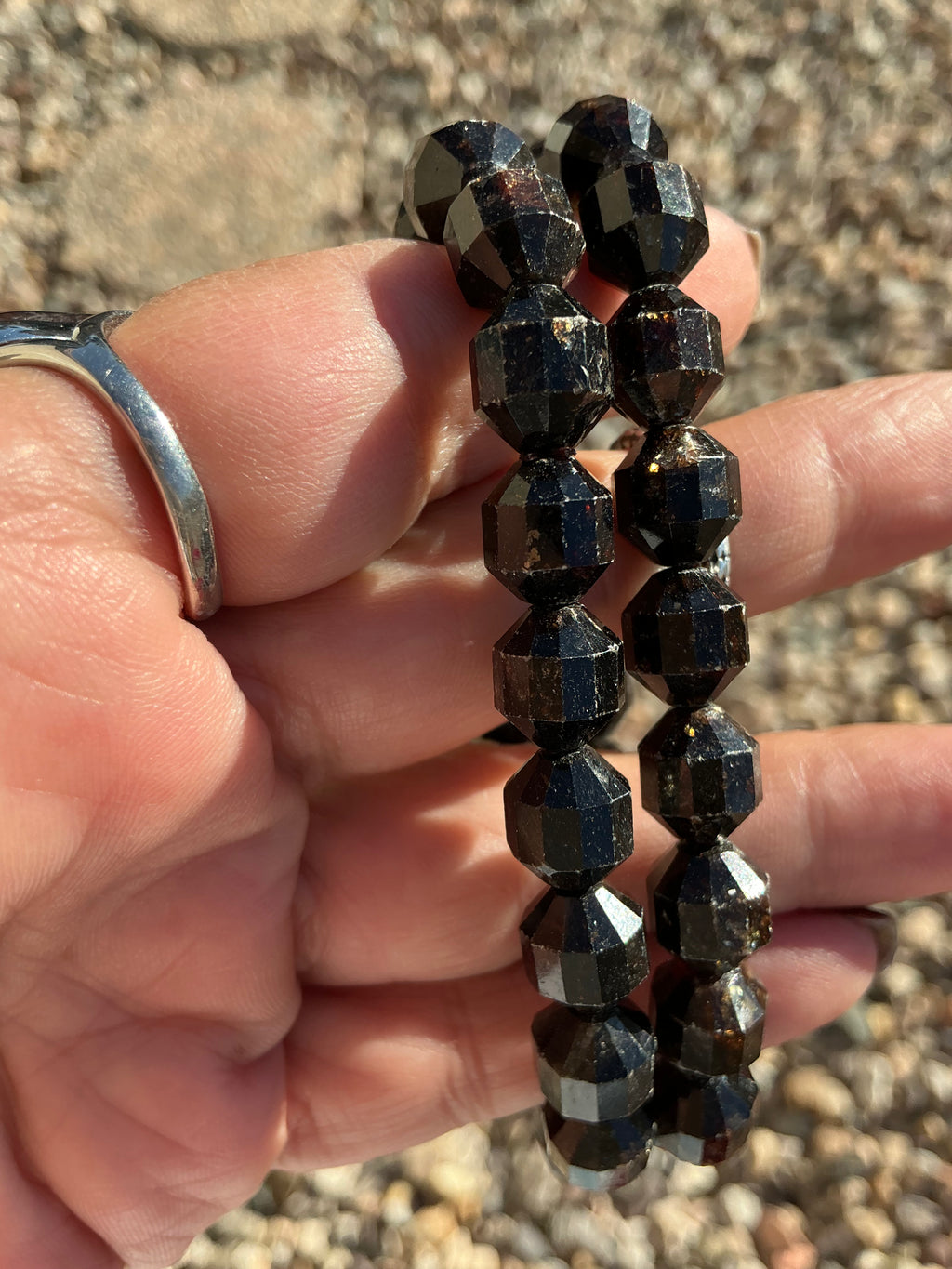 Black Mica Bracelet/ Black Mica Diamond Shape Gemstone Jewelry