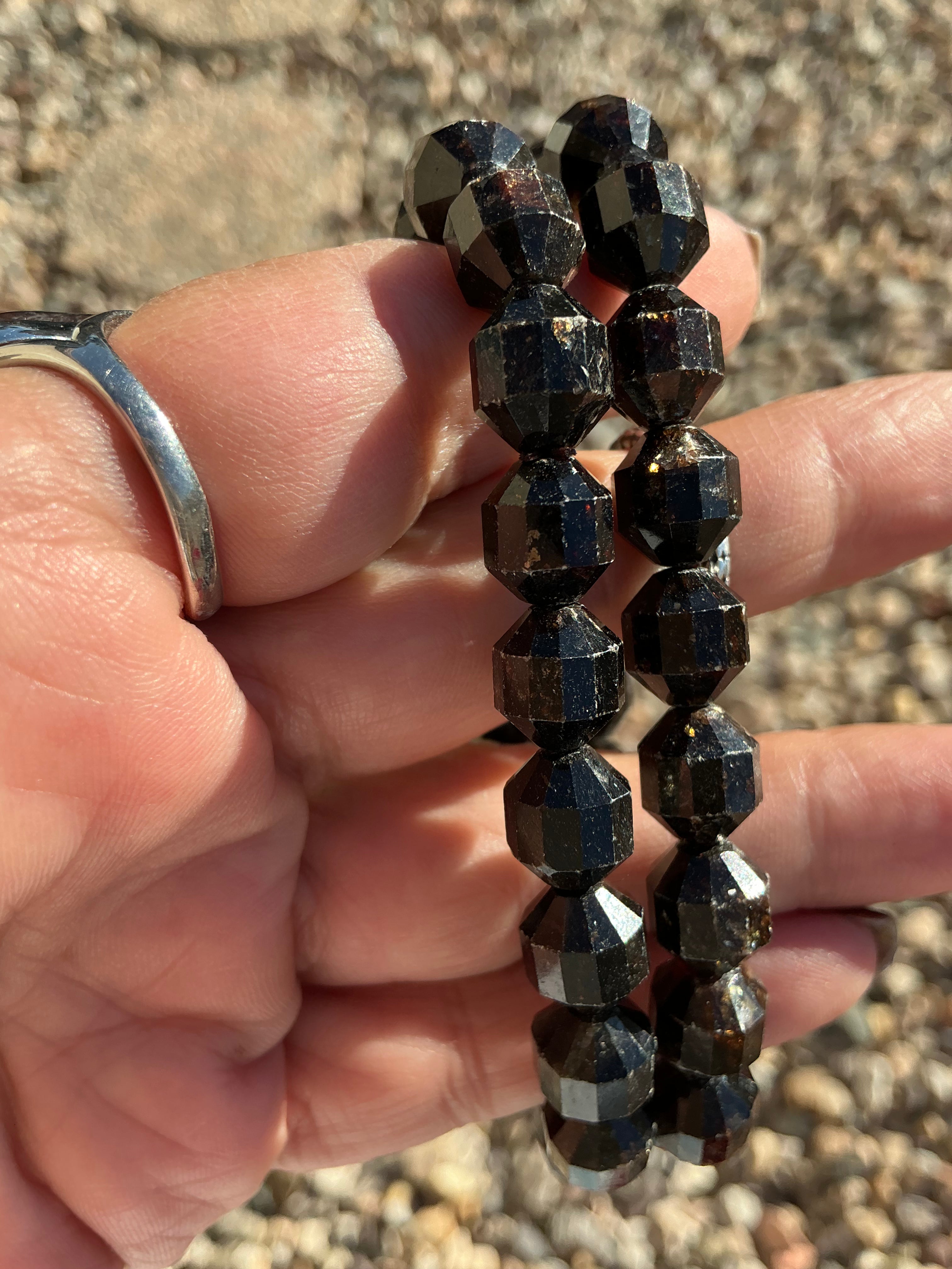 Black Mica Bracelet/ Black Mica Diamond Shape Gemstone Jewelry