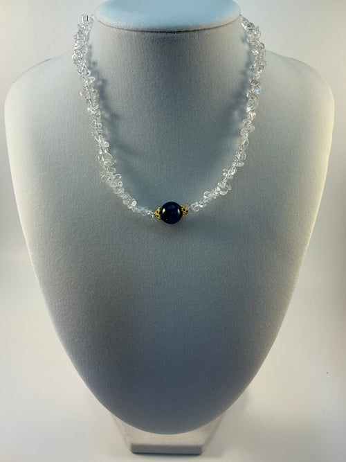 Clear Quartz with Kyanite Gemstone Choker Necklace