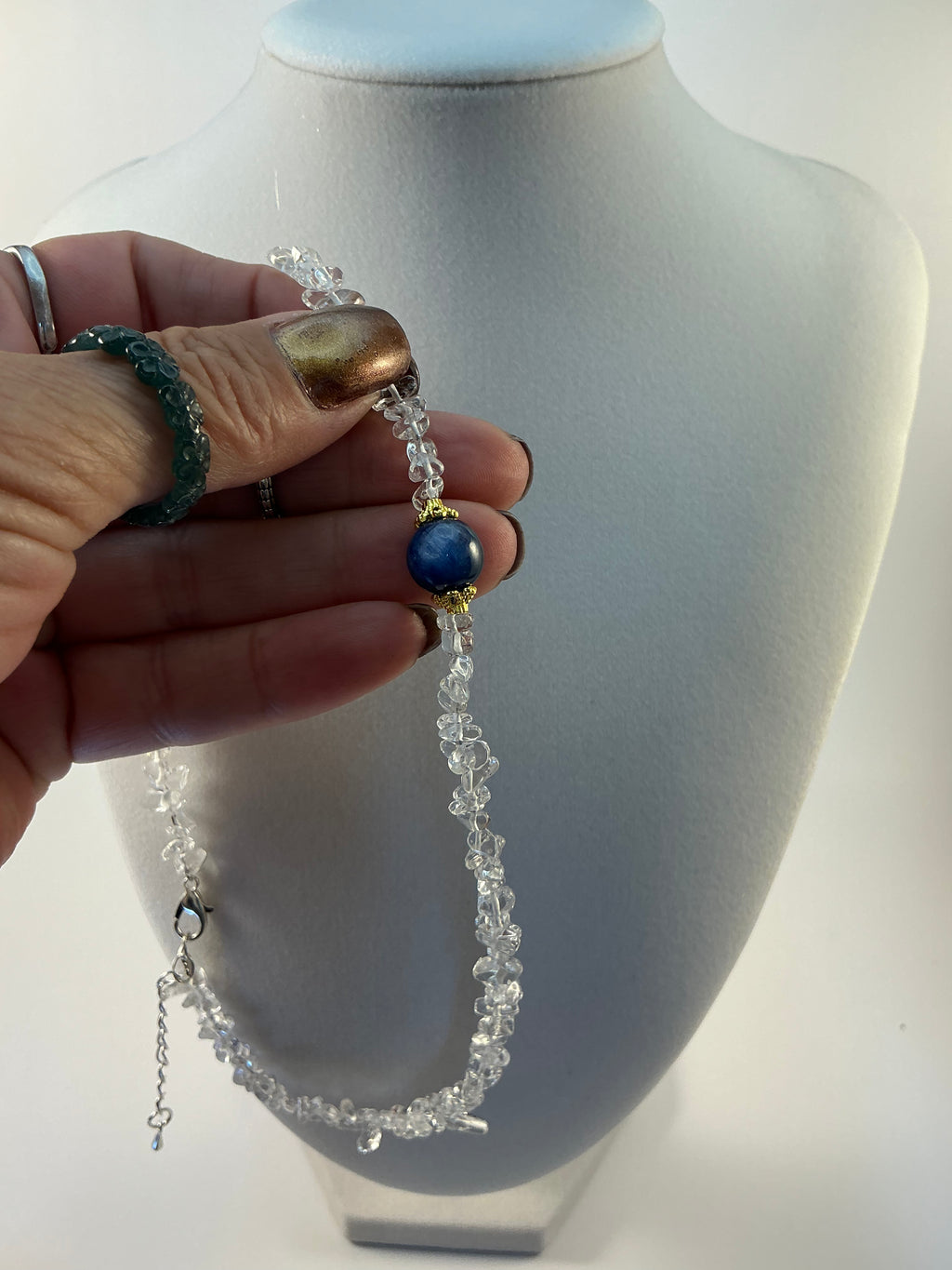 Clear Quartz with Kyanite Gemstone Choker Necklace