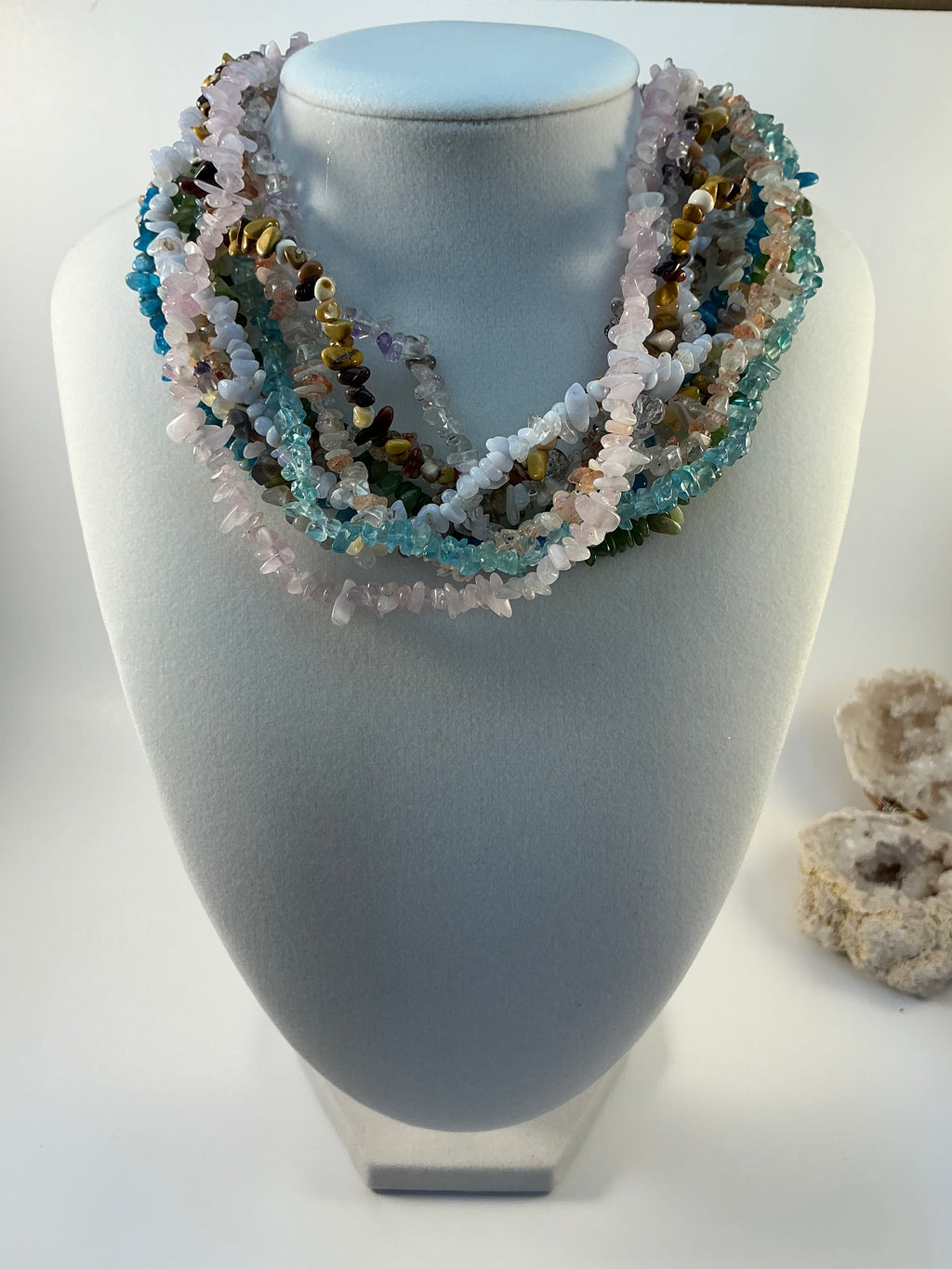 Gemstone Chip Choker Necklace/ Icy Apatite, Aquamarine, Mookaite, Rutile, Labradorite, Super Seven, Arusha Sunstone, Apatite or Botswana Choker Chip Style