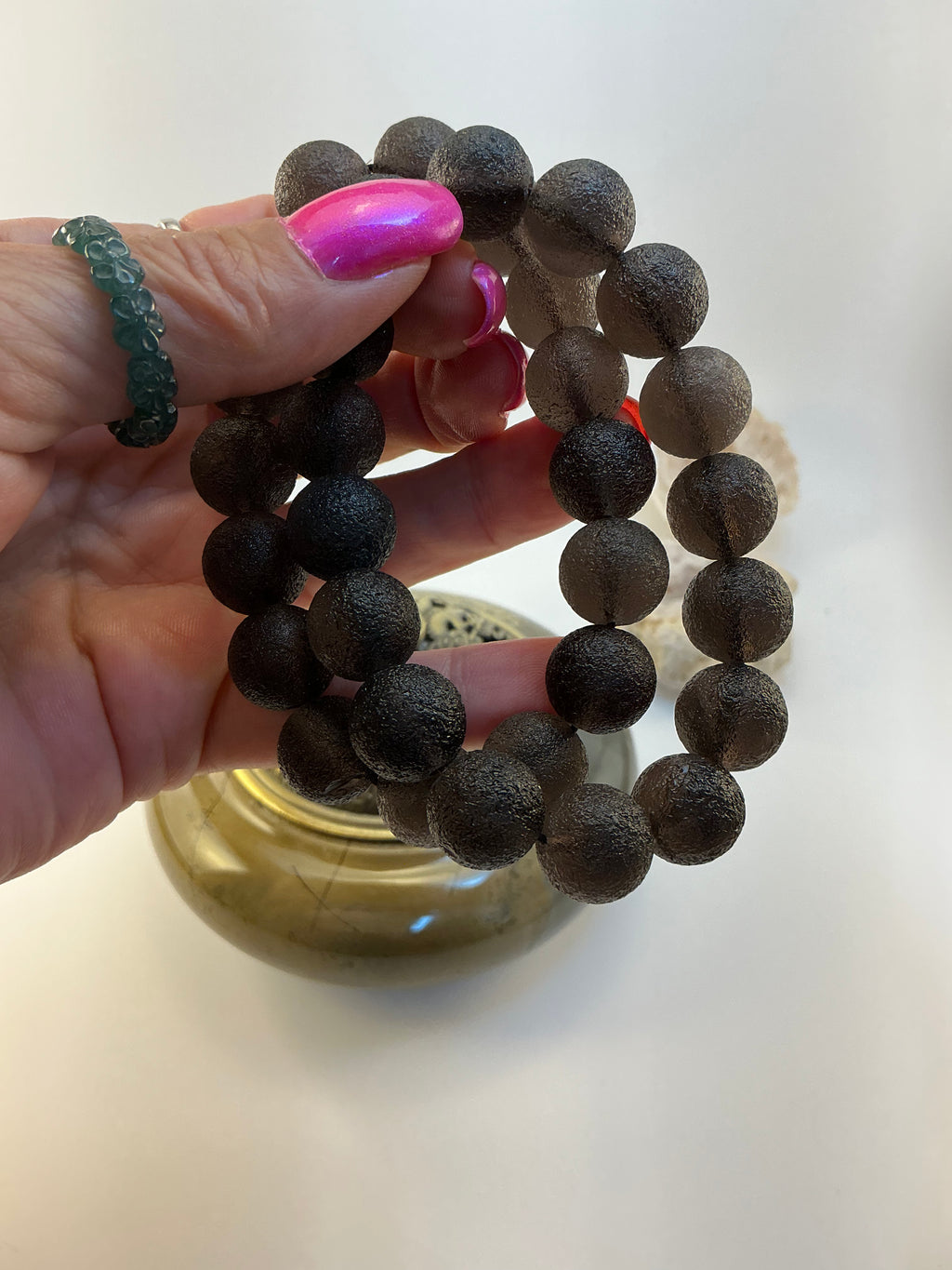 Tektite Cintamani Stone Beaded Bracelet – Rare Meteorite Gemstone Jewelry Rare Cintamani Stone Tektite Bracelet – Natural Cosmic Beaded Jewelry