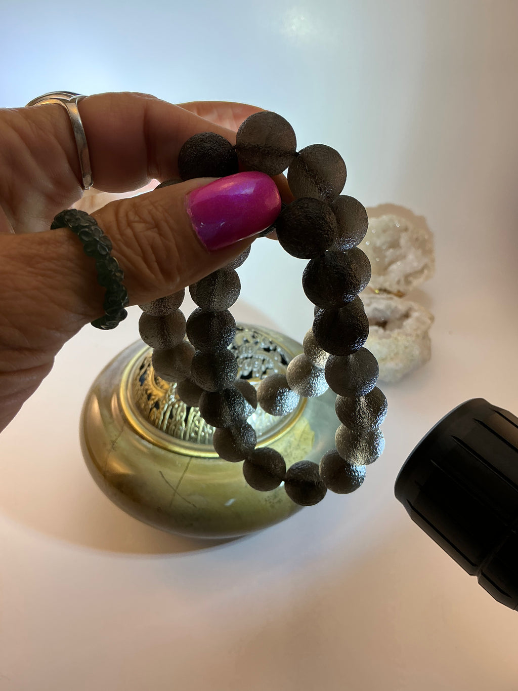 Tektite Cintamani Stone Beaded Bracelet – Rare Meteorite Gemstone Jewelry Rare Cintamani Stone Tektite Bracelet – Natural Cosmic Beaded Jewelry