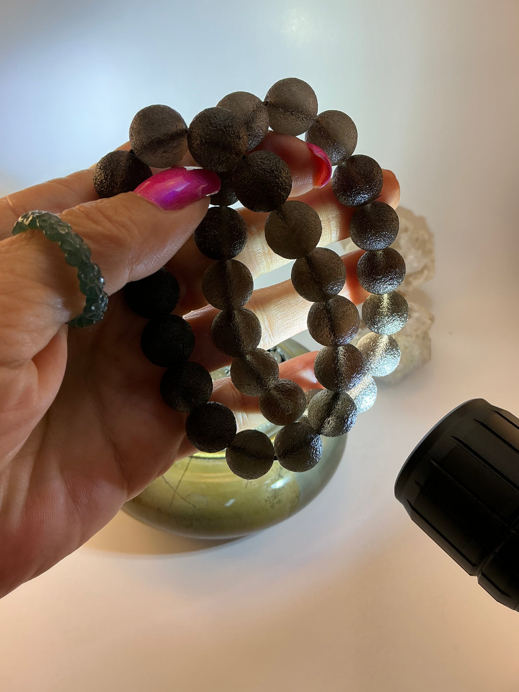 Tektite Cintamani Stone Beaded Bracelet – Rare Meteorite Gemstone Jewelry Rare Cintamani Stone Tektite Bracelet – Natural Cosmic Beaded Jewelry