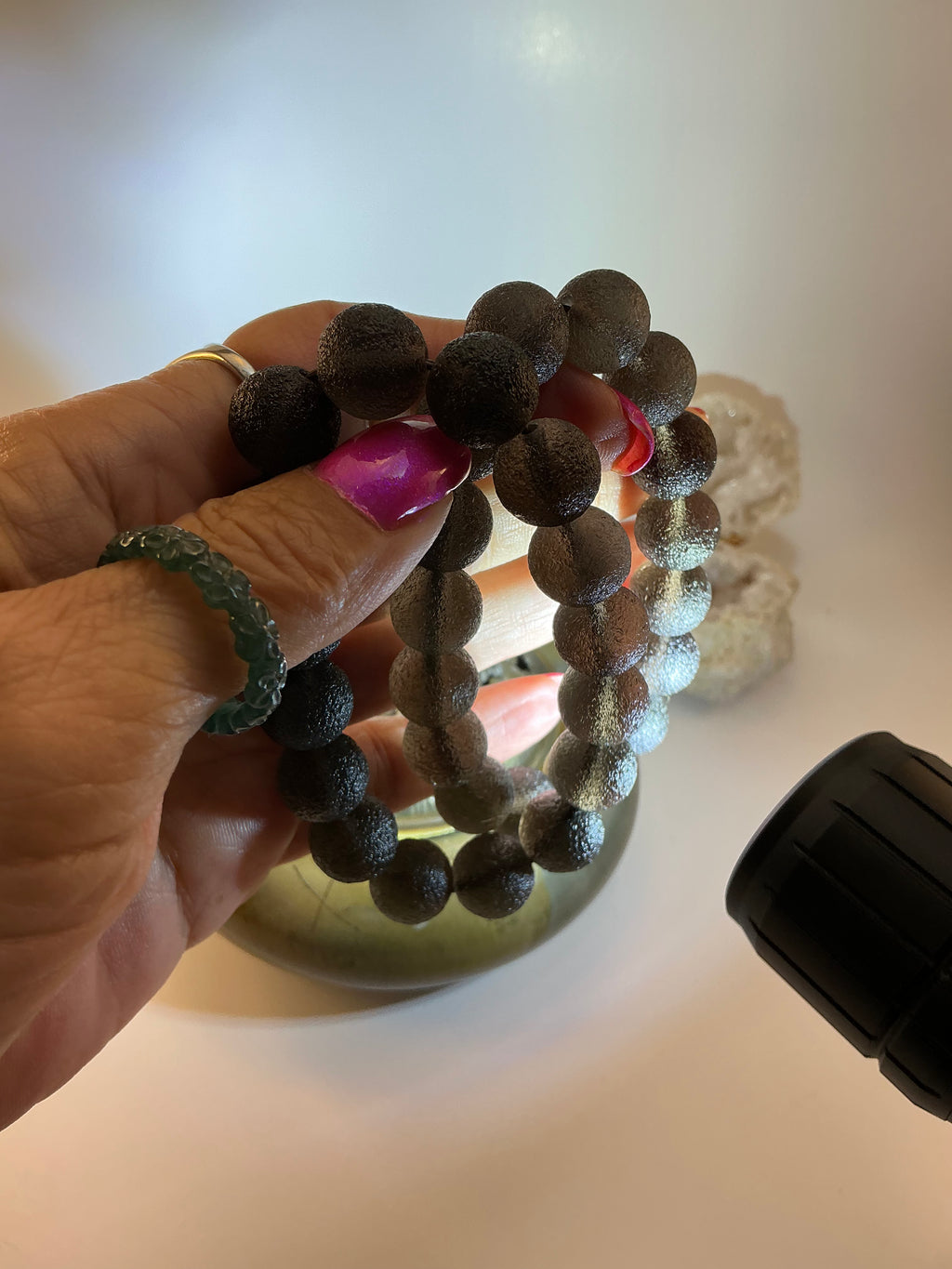 Tektite Cintamani Stone Beaded Bracelet – Rare Meteorite Gemstone Jewelry Rare Cintamani Stone Tektite Bracelet – Natural Cosmic Beaded Jewelry