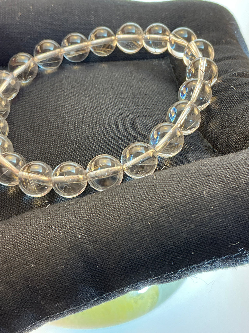 High-Quality Silver Rutile 9.5–9.8mm Beaded Bracelet – Natural Gemstone Jewelry