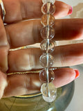 Silver Rutile in Quartz Beaded Bracelet – 10.5mm Natural Gemstone – 7.75 Inch - Clarity & Energy Stone