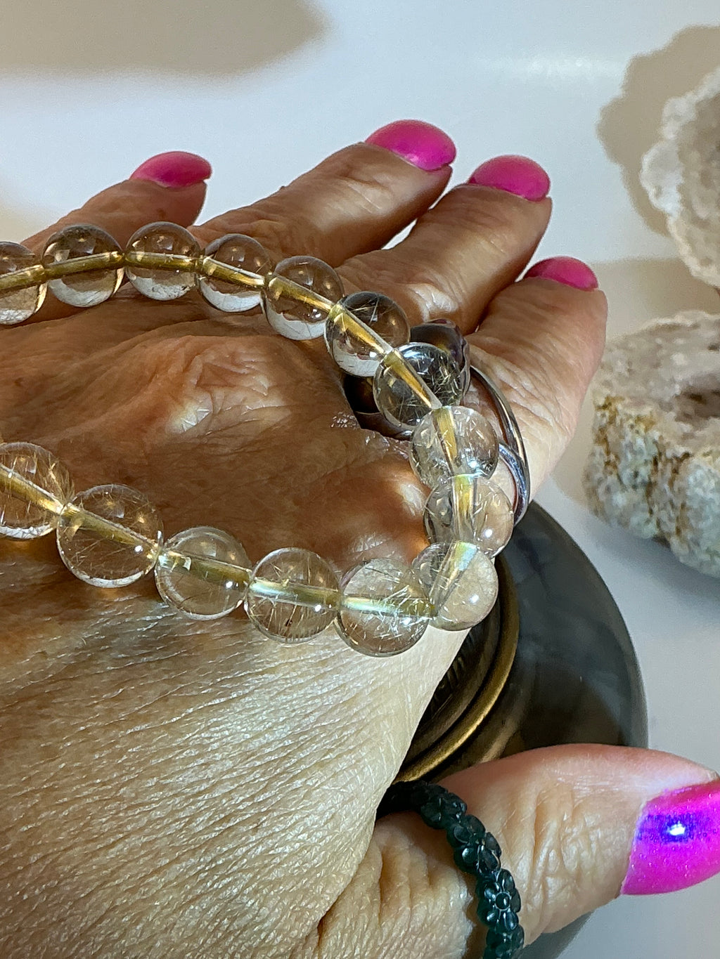 High-Quality Venus Golden Rutile in Quartz Bracelet – 9–9.5mm Beads – 7” Venus Golden Rutile in Quartz Bracelet – Love & Energy Stone