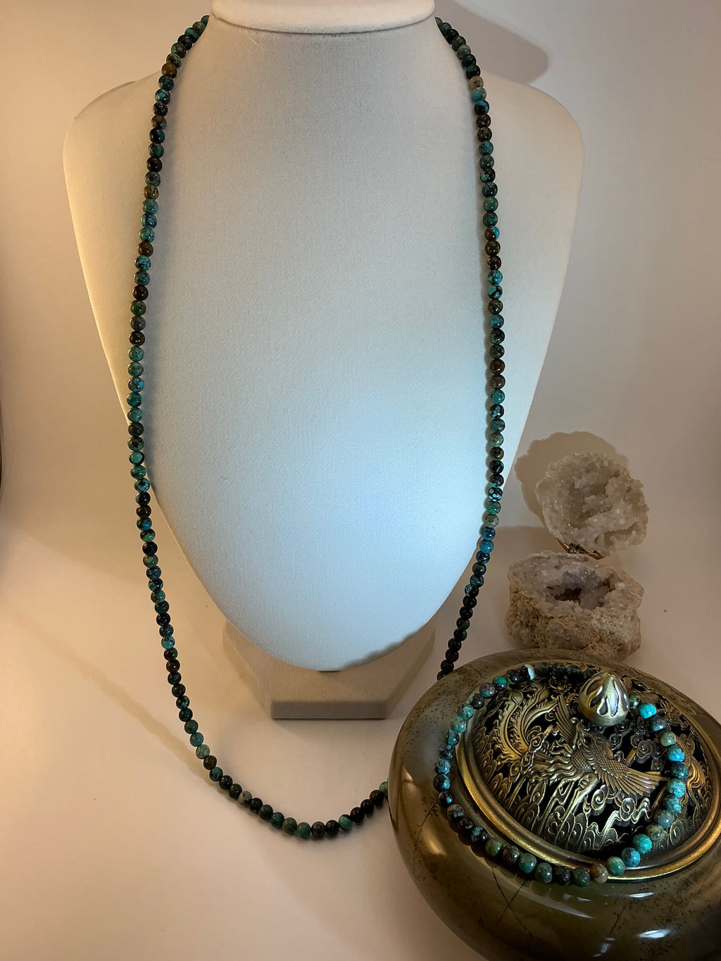 High-Quality Turquoise Beaded Necklace and Bracelet Set – 4.8mm Natural Stones - Turquoise Bead Jewelry Set