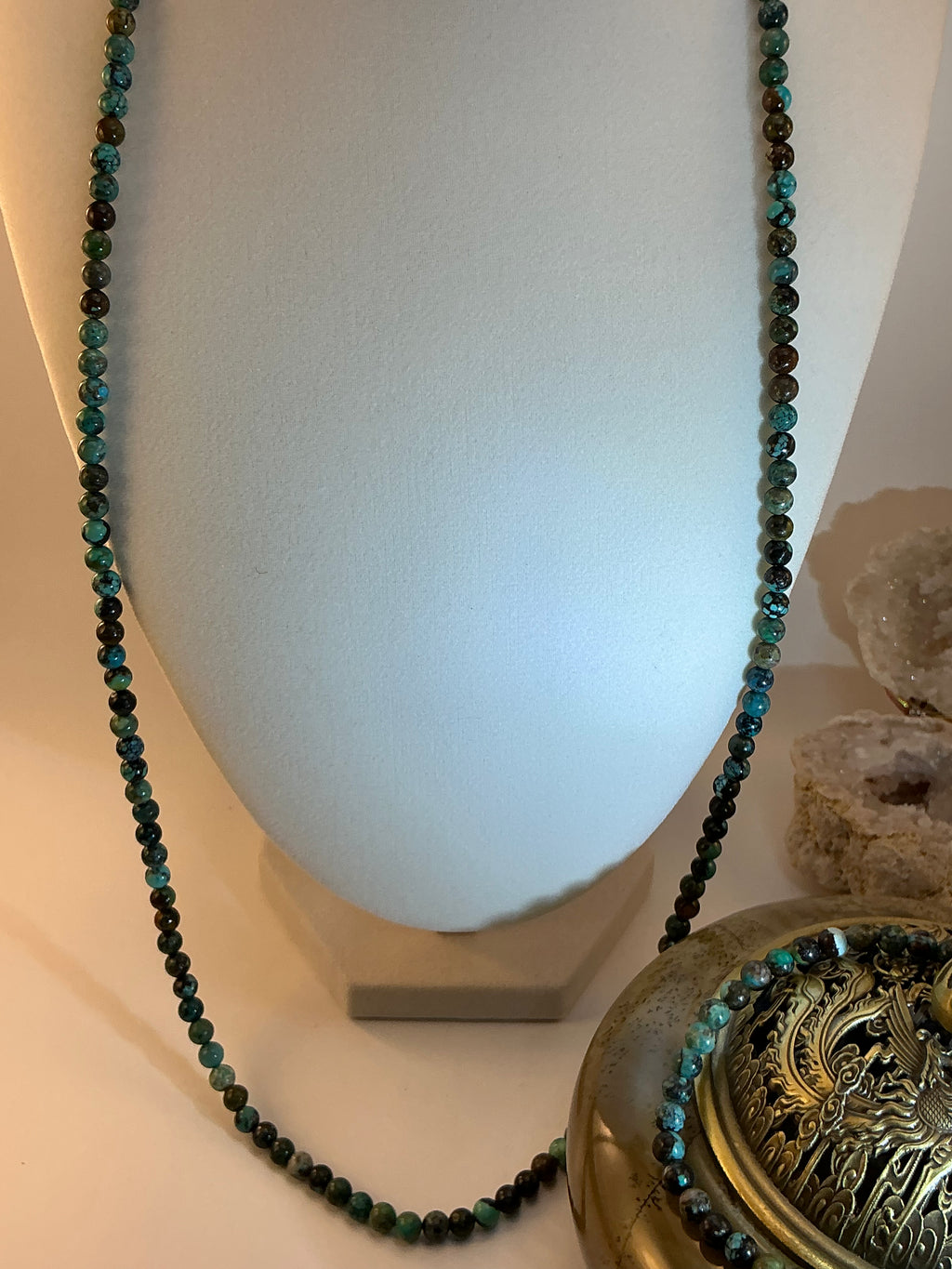 High-Quality Turquoise Beaded Necklace and Bracelet Set – 4.8mm Natural Stones - Turquoise Bead Jewelry Set