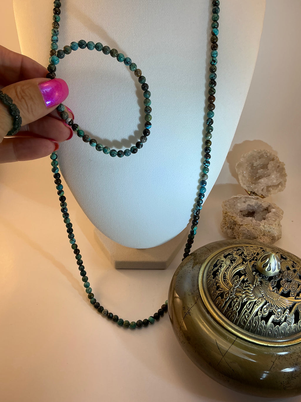 High-Quality Turquoise Beaded Necklace and Bracelet Set – 4.8mm Natural Stones - Turquoise Bead Jewelry Set
