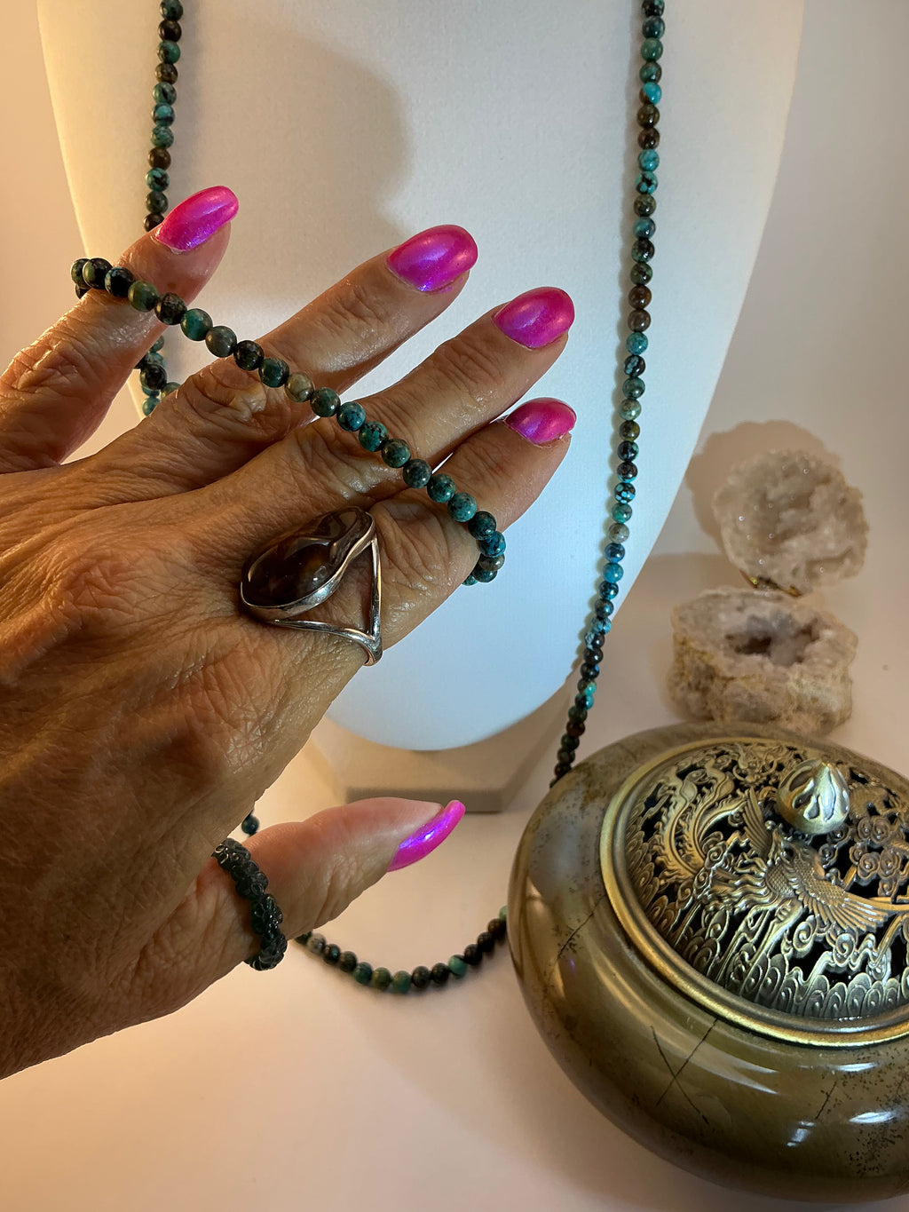High-Quality Turquoise Beaded Necklace and Bracelet Set – 4.8mm Natural Stones - Turquoise Bead Jewelry Set