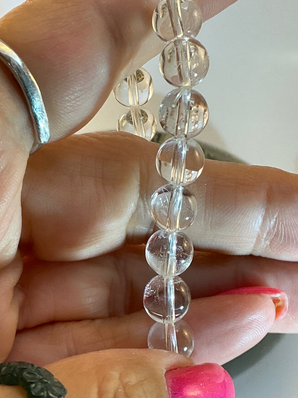 High-Quality Clear Quartz Beaded Bracelet – 8mm Natural Gemstones – 7 Inch