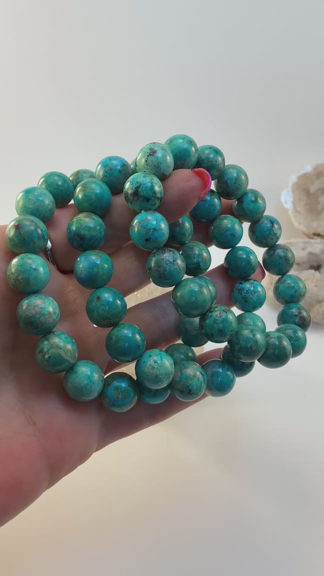 Turquoise Beaded Bracelet/ 12mm Turquoise Beaded Jewelry
