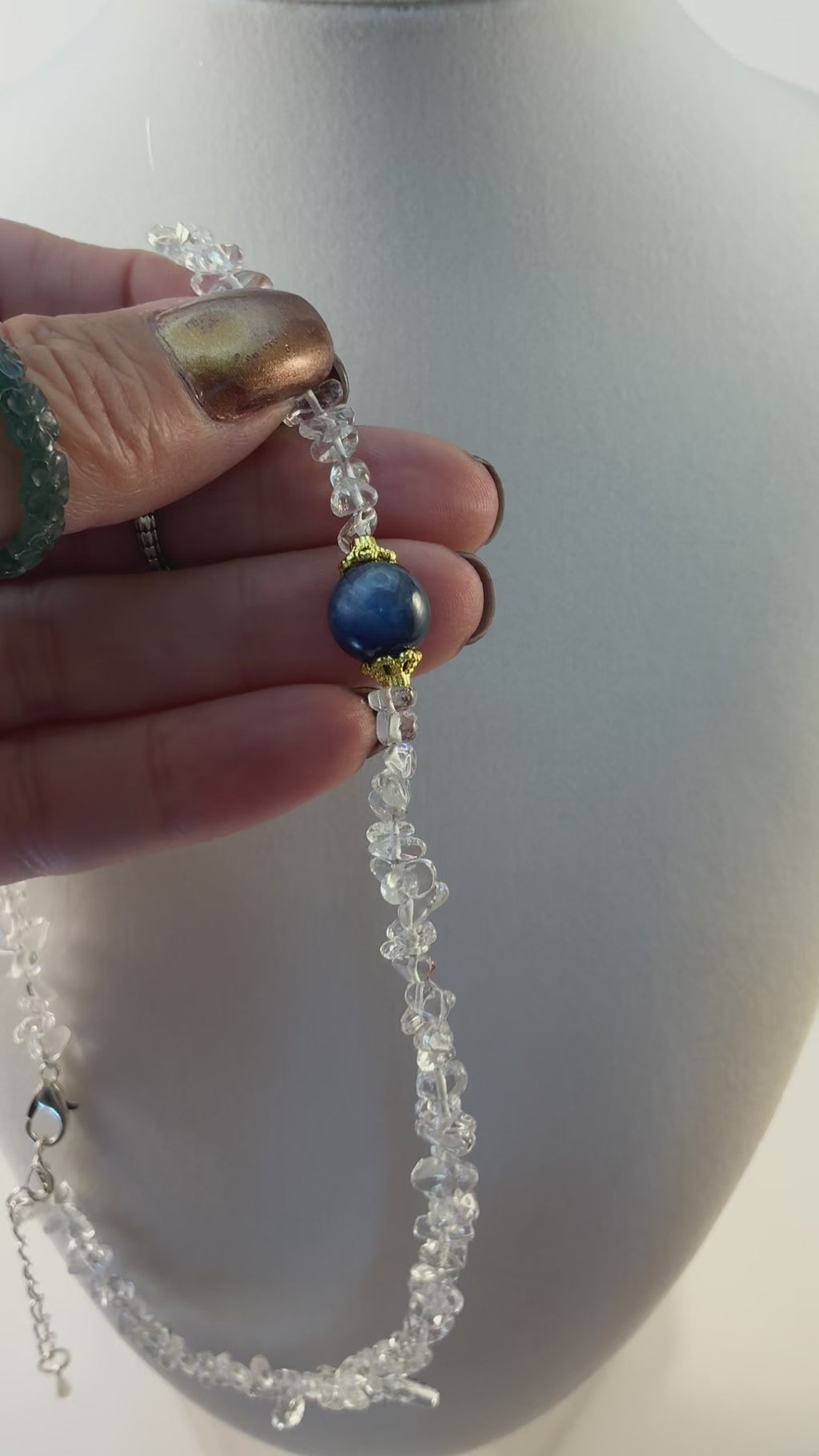 Clear Quartz with Kyanite Gemstone Choker Necklace