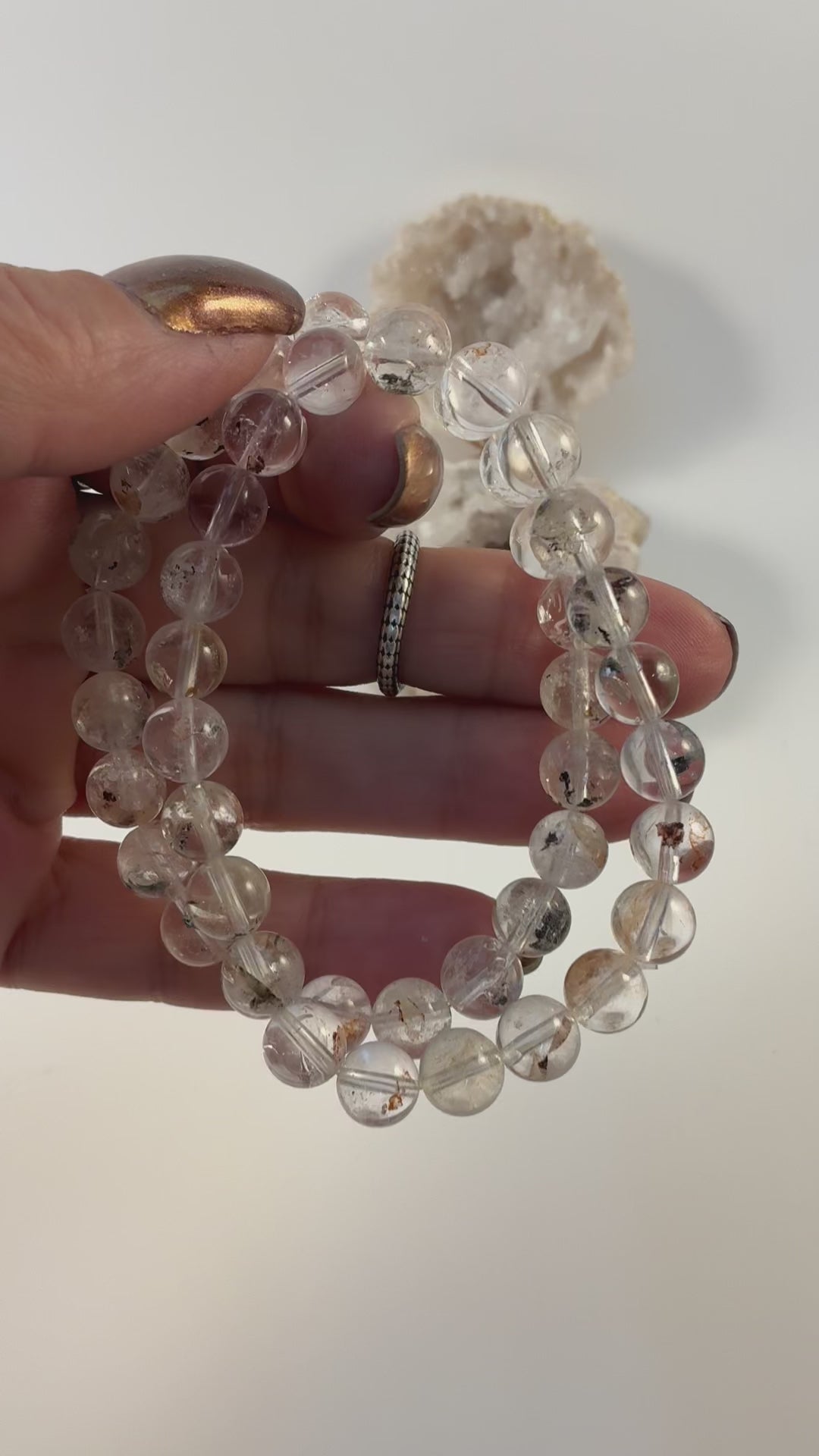 Herkimer Diamond Bracelet/ Petroleum Quartz