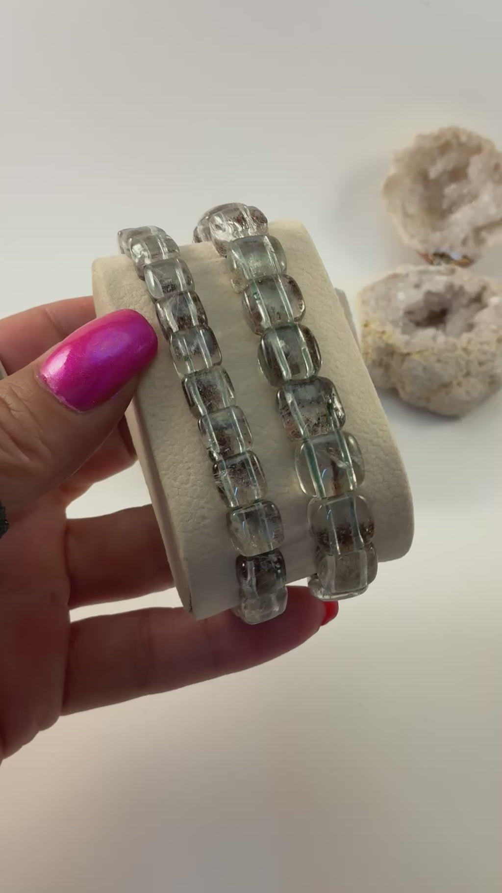 Garden Quartz Gemstone Soft Bangle Bracelet/ Lodolite Quartz Soft Bangle Bracelet