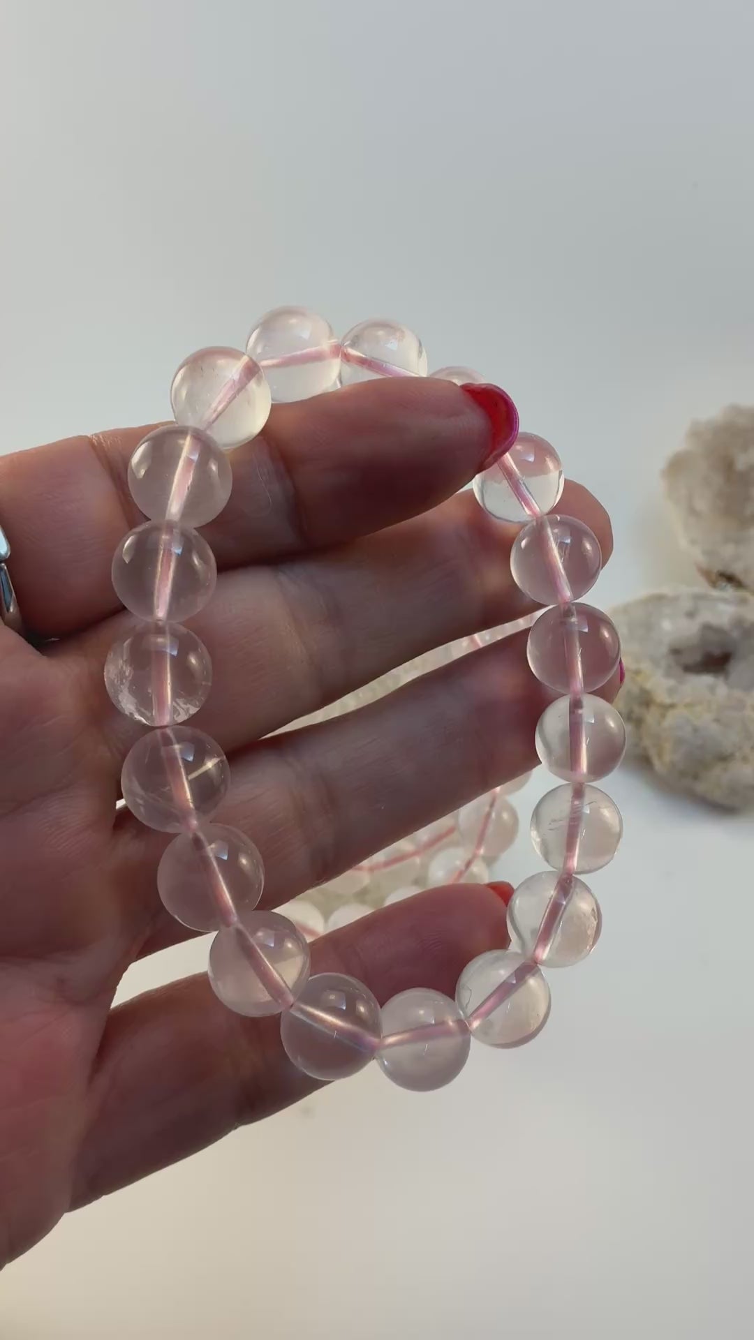 Rose Quartz Gemstone Beaded Bracelet/ High Quality Rose Quartz Jewelry