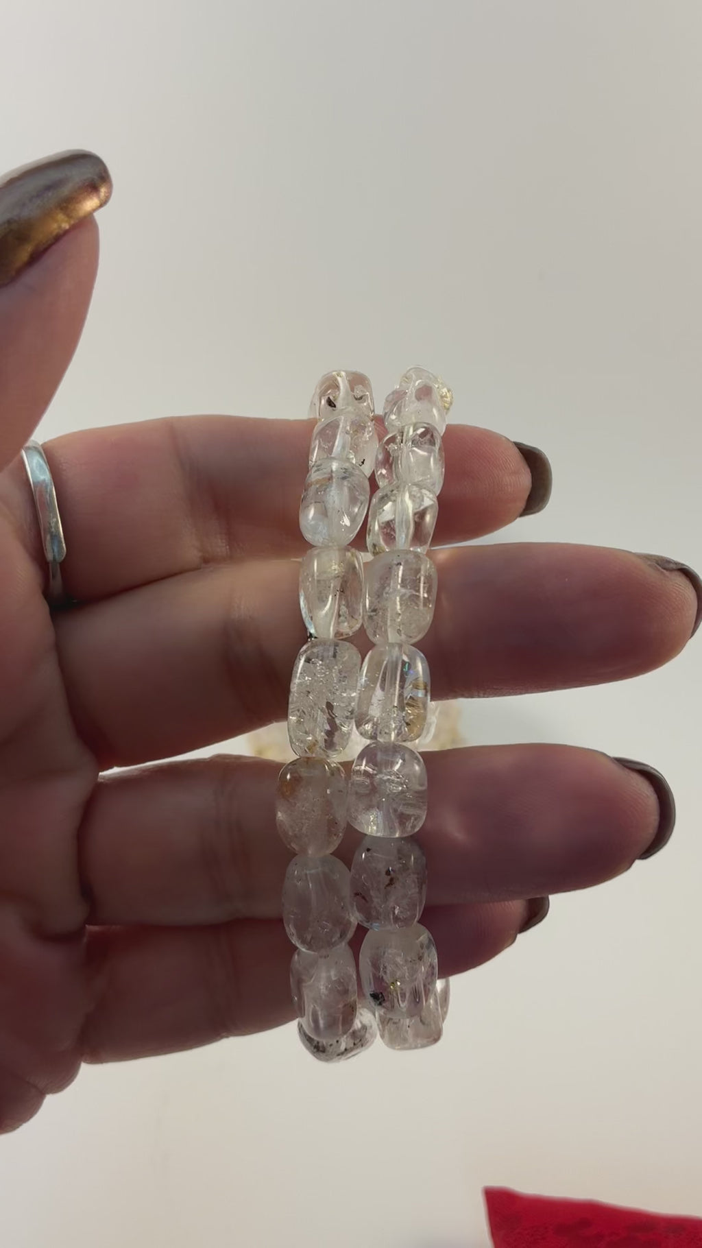 Herkimer Diamond Oval Shape Bracelet/ Petroleum Quartz Bracelet