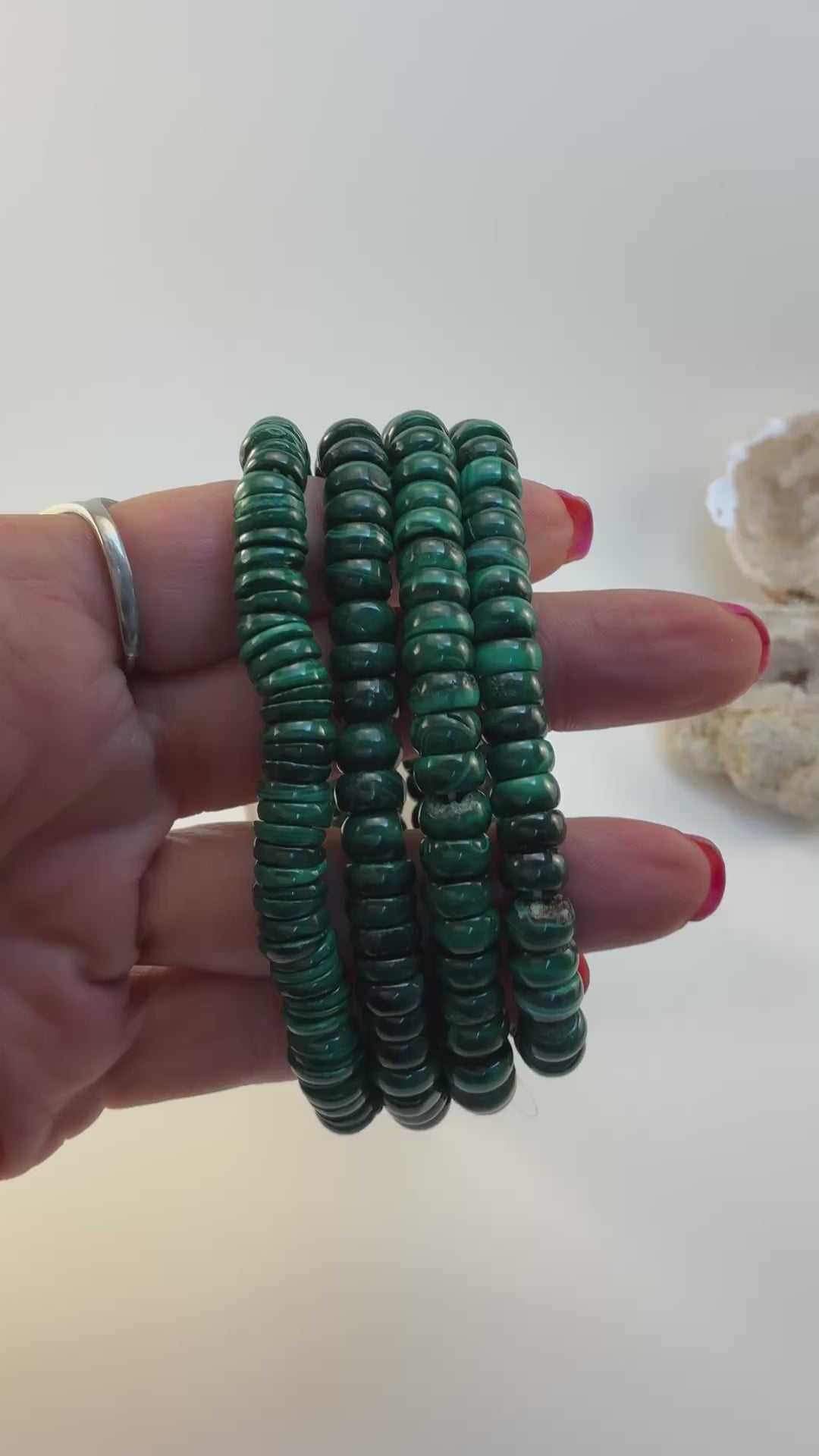 Malachite Gemstone Bracelet/ Donut Shaped Malachite Gemstone Jewelry