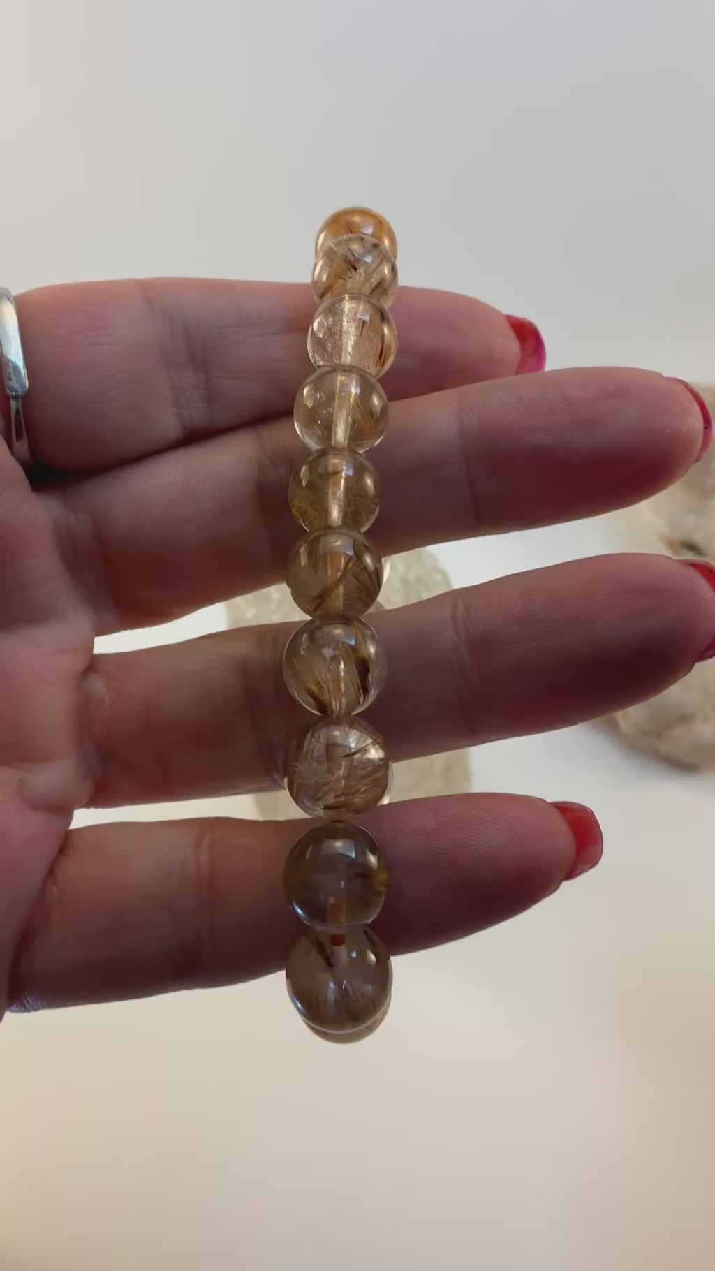 Bronze Rutilated Quartz Gemstone Beaded Bracelet/ High Quality Bronze Rutiled Quartz Bracelet