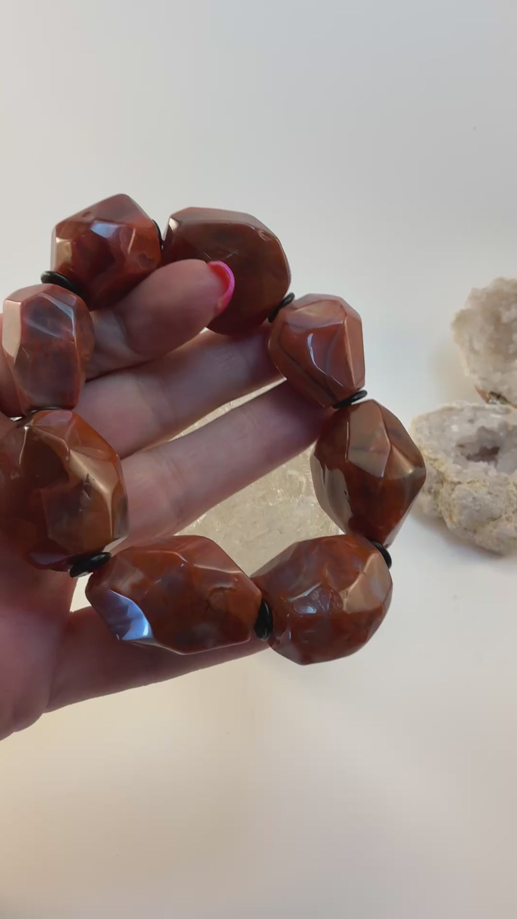 Carnelian Gemstone Large Stone Bracelet/ Druzy Carnelian Bracelet/ DIY Gemstones