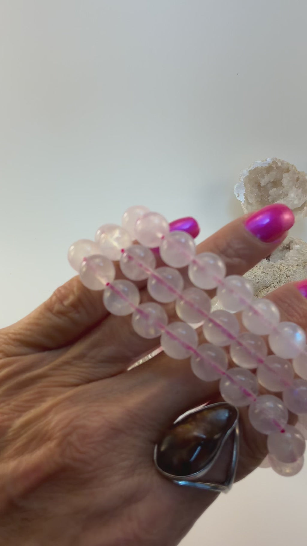 Pink Moonstone 9.5mm Bracelet – Natural Beads – 7.25” Wrist