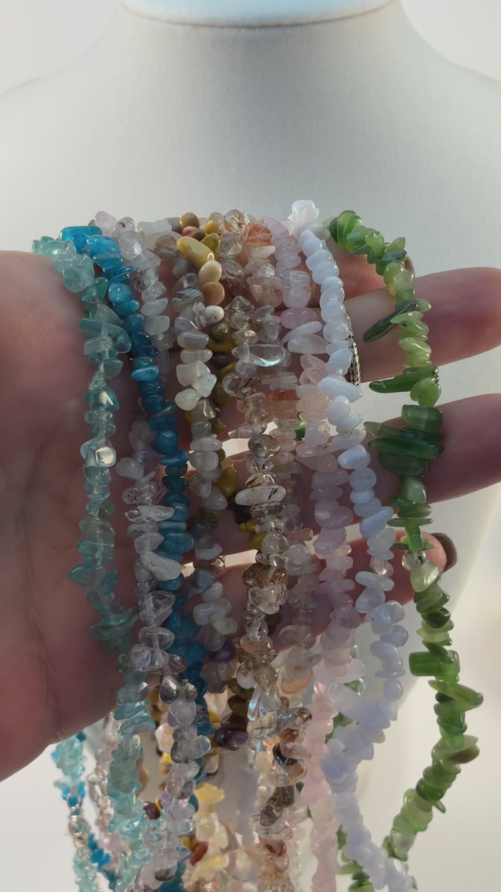 Gemstone Chip Choker Necklace/ Icy Apatite, Aquamarine, Mookaite, Rutile, Labradorite, Super Seven, Arusha Sunstone, Apatite or Botswana Choker Chip Style