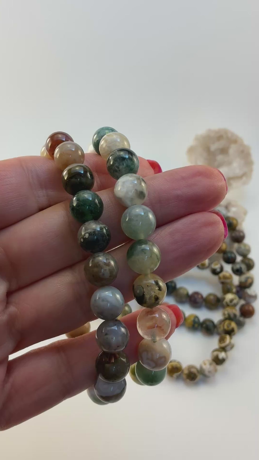 Ocean Jasper Beaded Gemstone Bracelet/ High Quality Ocean Jasper 9.5mm Beaded Bracelet